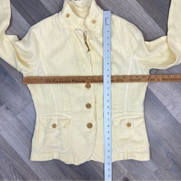 J. Crew Academy Washed Linen Blazer Jacket Yellow Medium - Picture 12 of 13